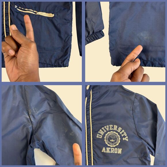 60s/70s Champion windbreaker, University of Akron size M vintage zip up jacket - Picture 4 of 8